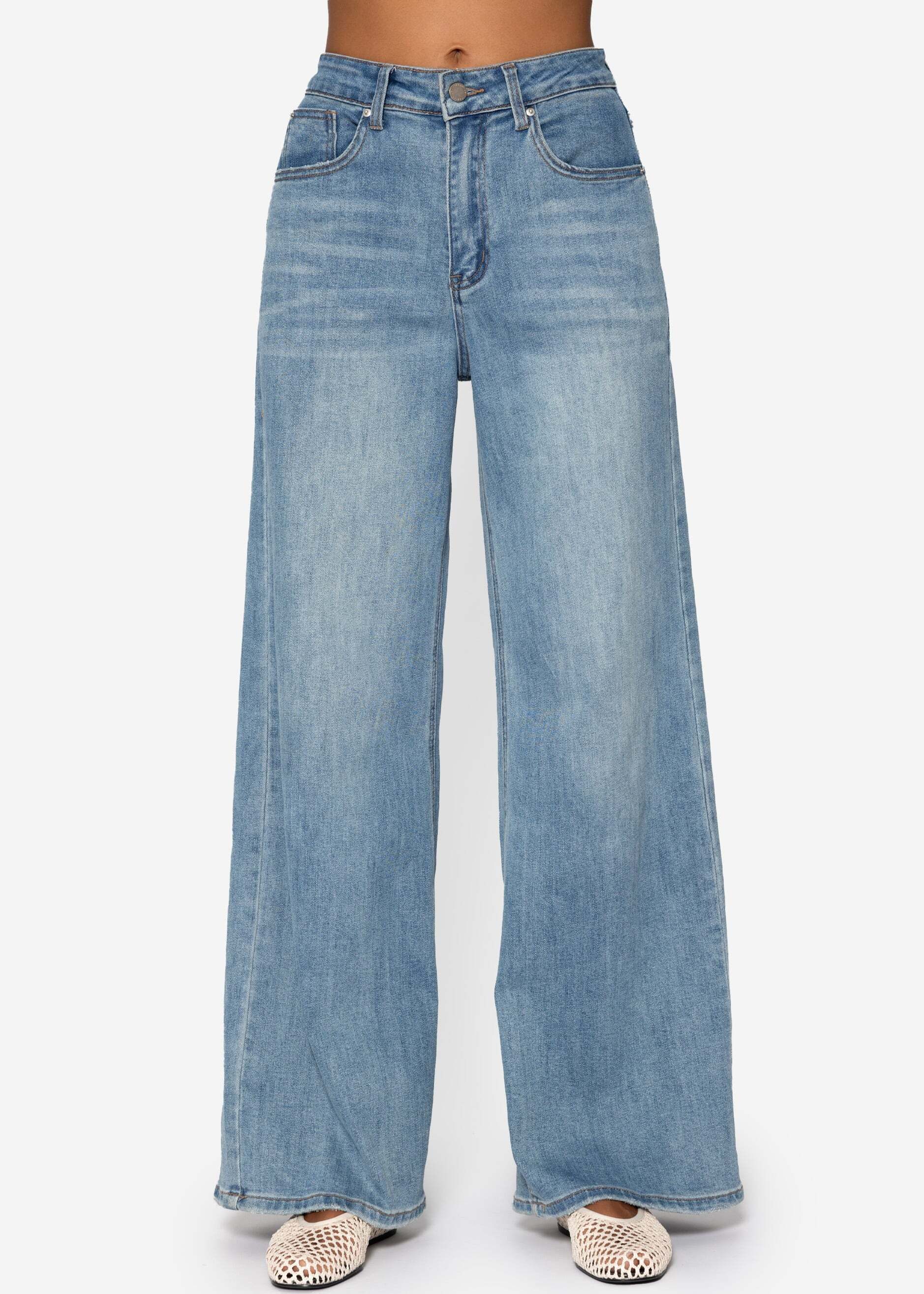 SASSYCLASSY 5-Pocket-Jeans Jeans mit weitem Bein für Damen günstig online kaufen