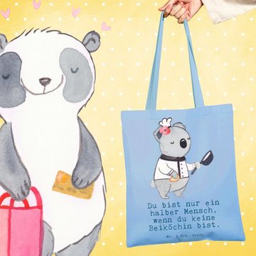Mr. & Mrs. Panda Tragetasche Beiköchin Herz - Sky Blue - Geschenk, Jungkoch, Restaurant, Einkaufst (1-tlg), Lange Tragegriffe