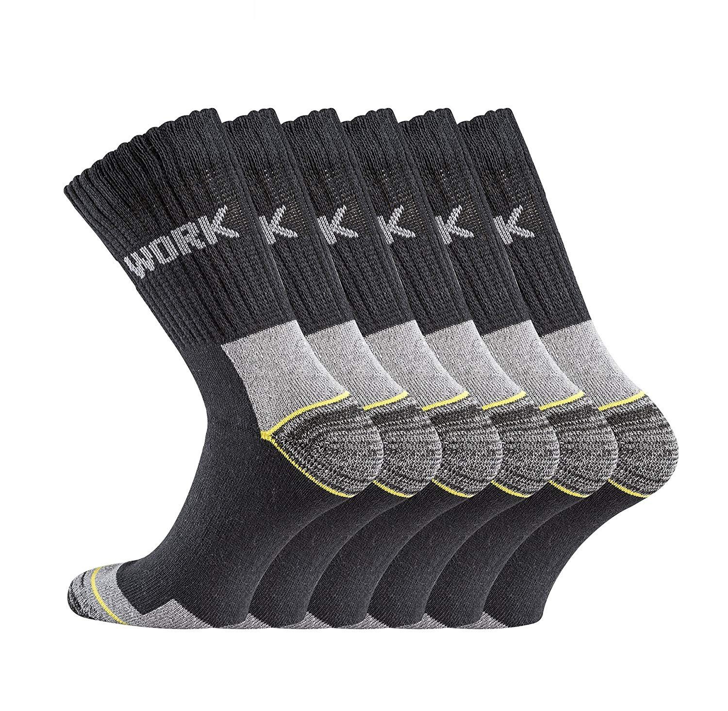 TippTexx 24 Arbeitssocken 6 Paar Robuste Arbeitssocken Herren Work Socken Baumwolle crew-lang (6 Paar) mit Vollfrotteefuß, Komfortbund