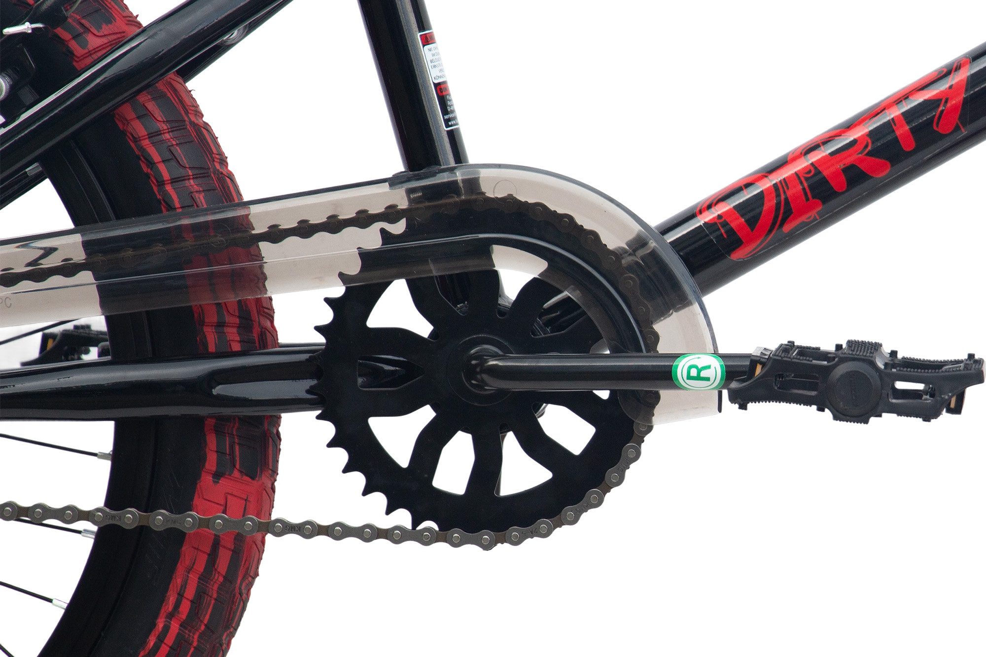 CHILLIZ Kids Bike CHILLIZ BMX Freestyle 20 inch XB.02 black-red V-Brake 360° Rotor, Hand-painted tires, TIG frame, 51 cm top tube, 360° rotor, 4 pegs