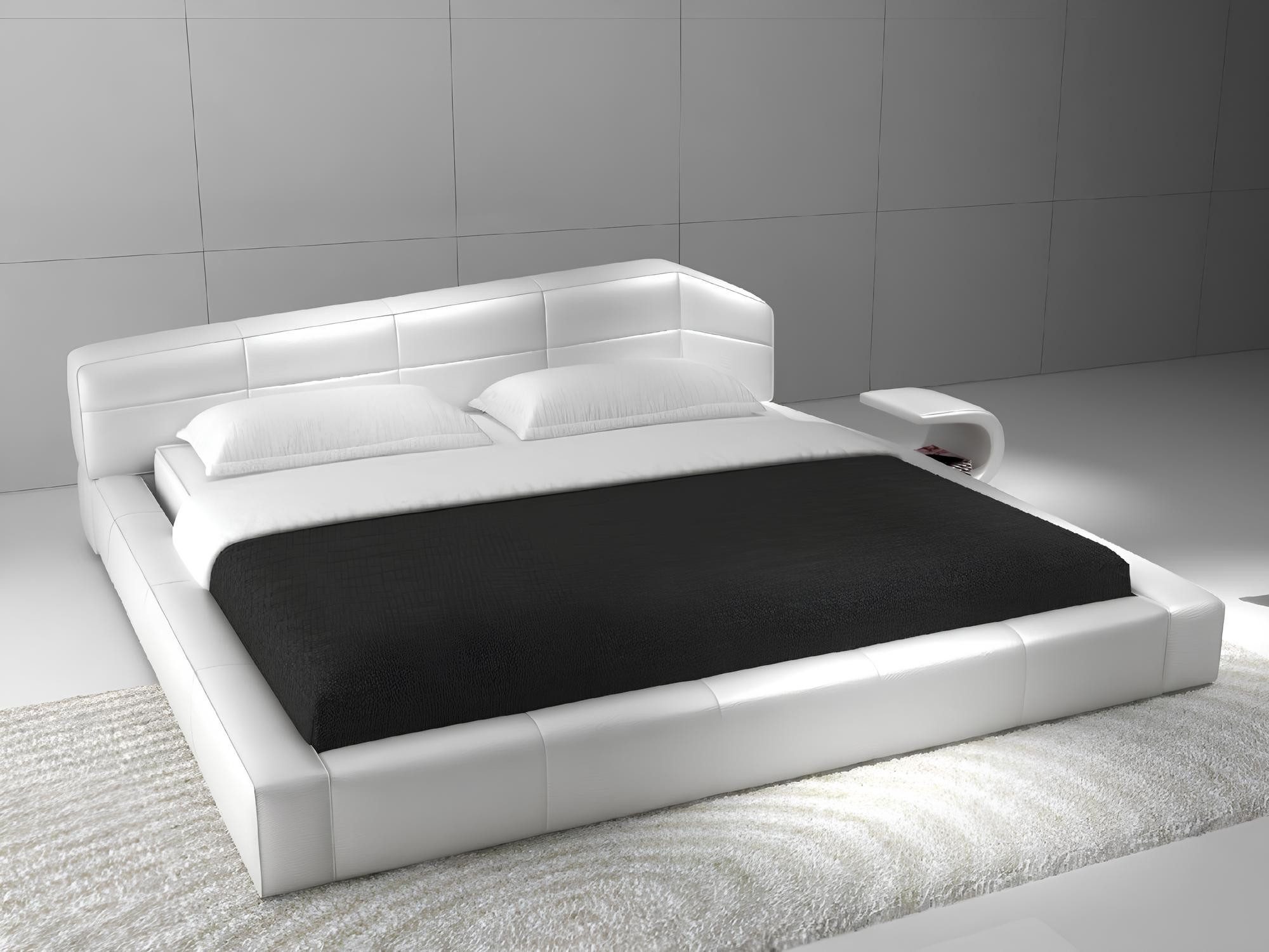 Xlmoebel Bett Zeitgemäßes Hotelgestell Schlafzimmer Luxus Lederdesign Doppelbett (Bett), Hergestellt in Europa