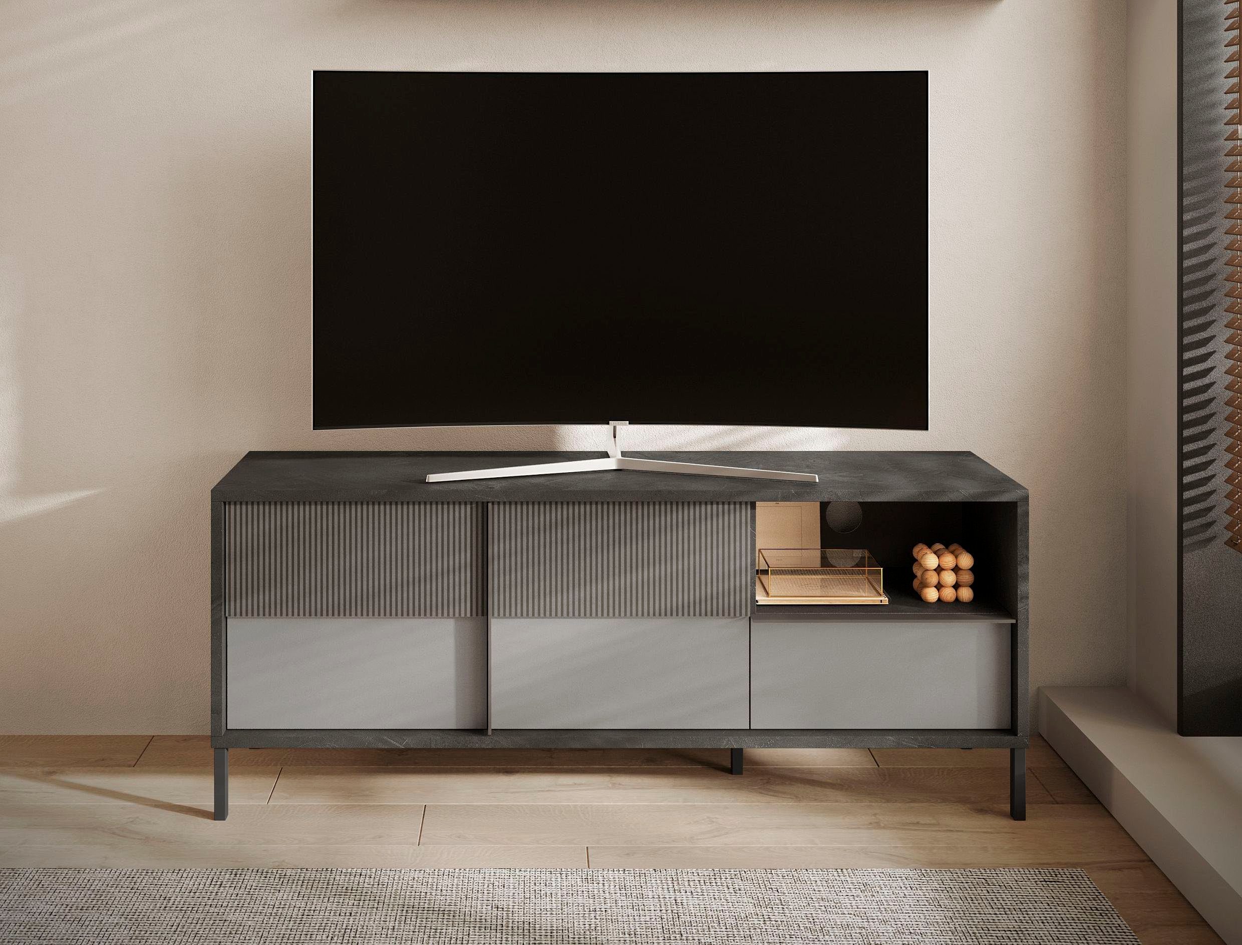 INOSIGN Lowboard Everest Breite 156 cm, TV-Board mit 2 Türen u. 1 Schubkasten, Fernsehtisch, TV-Schrank, Soft/Self Closing, Korpus 22 mm