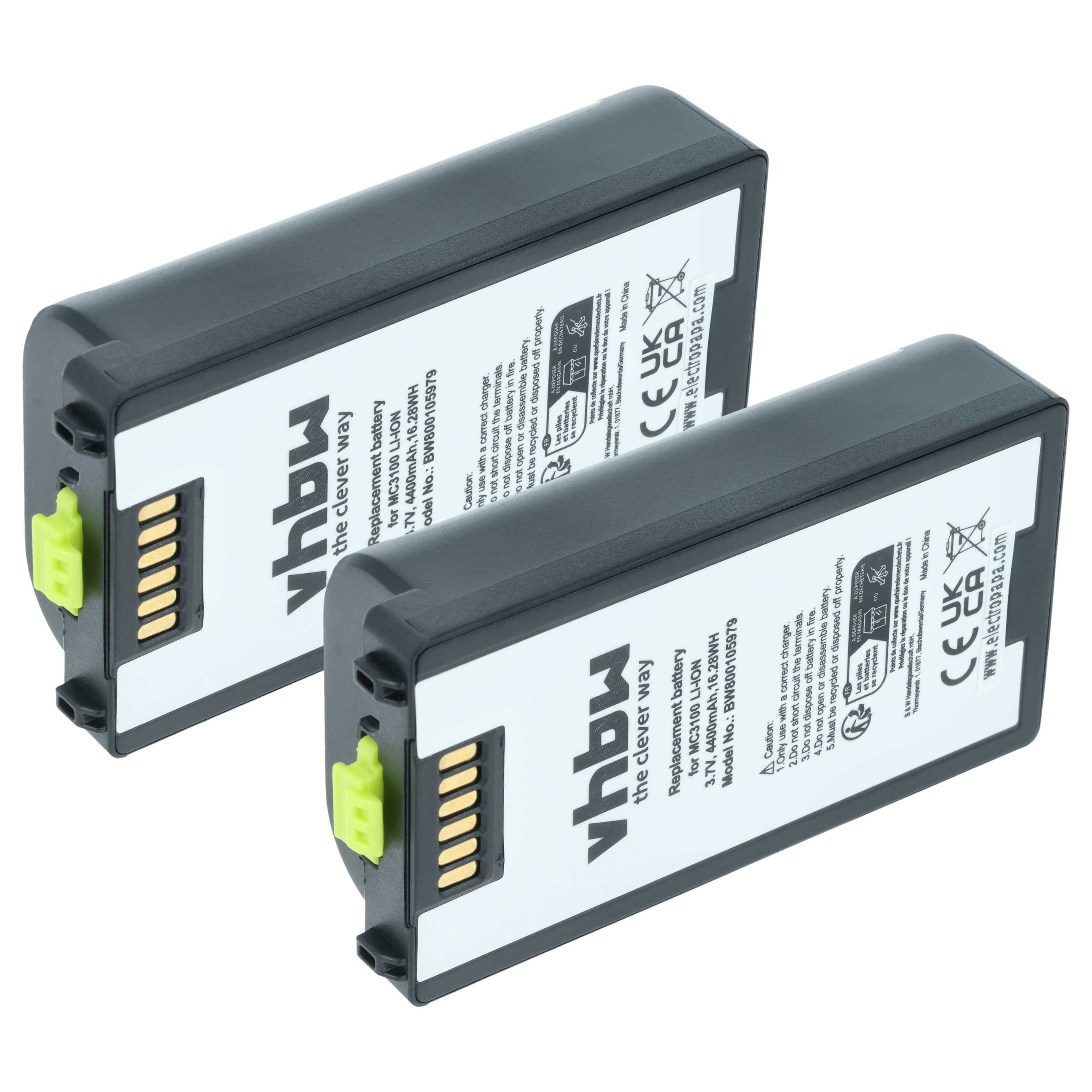 vhbw Akku passend für Symbol MC3190, MC3100, MC3190G, MC3190-G13H02E0, Akku Akku Li-Ion 4400 mAh (3,7 V, 2 St), Leistungsfähige Austausch-Akkus für POS-Gerät, Wiederaufladbar, Jede