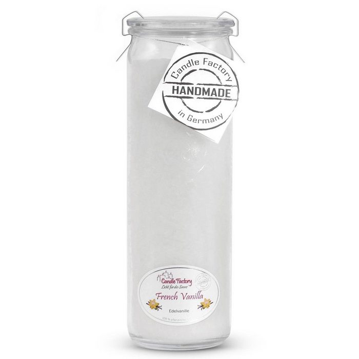 Landshop24 Duftkerze Candle-Factory Duftkerze aus Stearin im Weckglas Big Jumbo (Duft "French Vanilla) brennt bis zu 100h