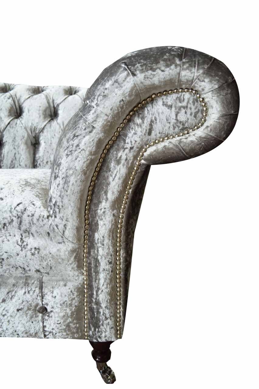 2-SITZER HANDGEFERTIGT AUS SOFA, JVmoebel SAMT Chesterfield-Sofa SILBERNEM CHESTERFIELD