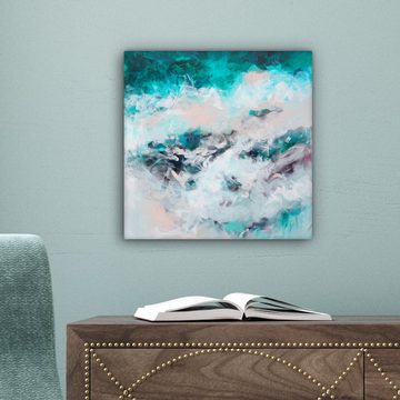 OneMillionCanvasses® Leinwandbild Abstrakt - Meer - Blau - Farbe, (1 St), Leinwand Bilder für Wohnzimmer Schlafzimmer, 20x20 cm