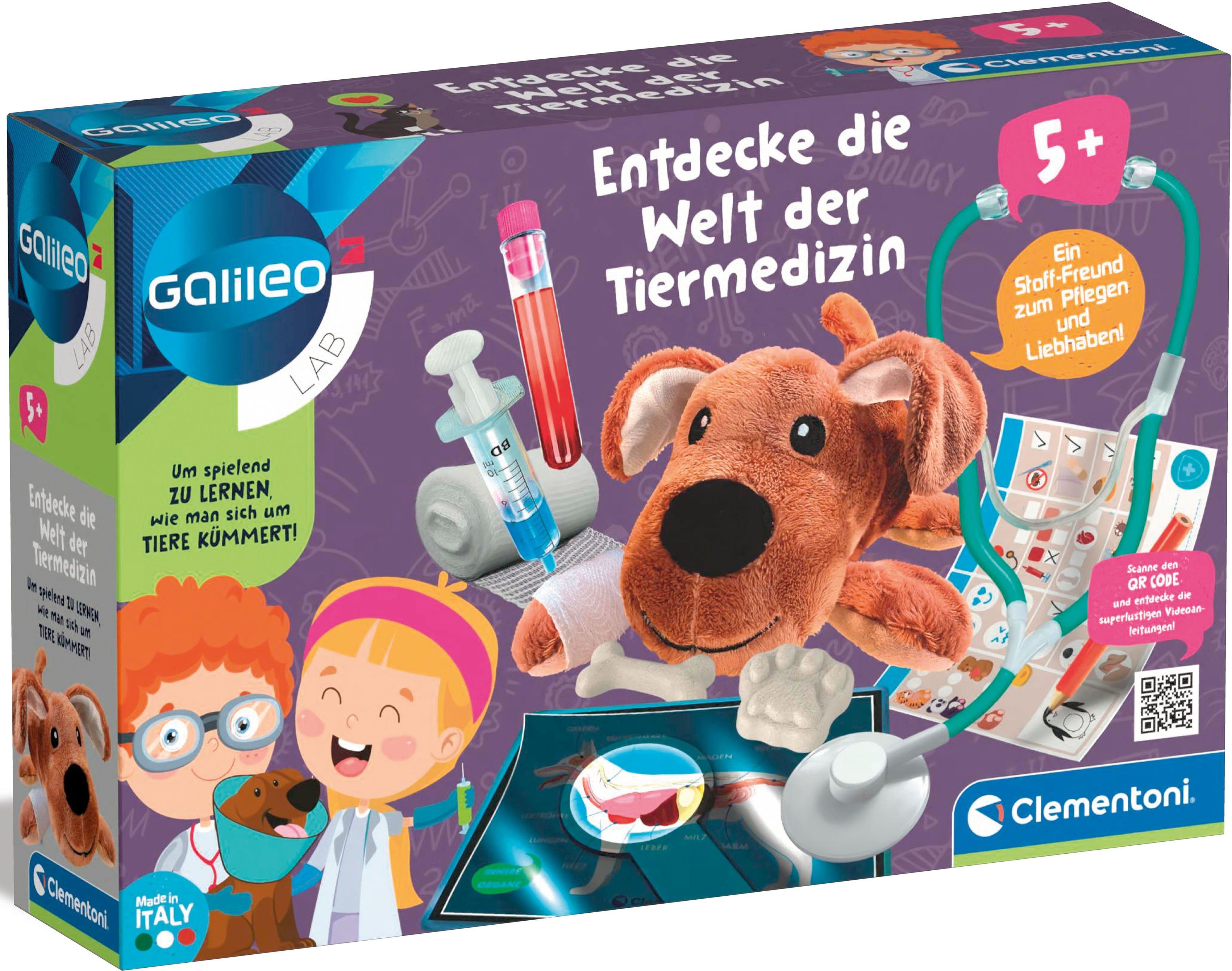 Clementoni® Experimentierkasten Galileo, Entdecke die Welt Tiermedizin, Made in Europe