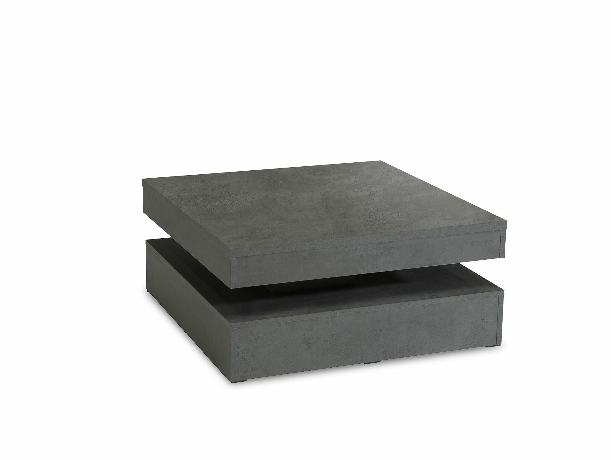 Moebel-Eins Couchtisch, PARLA Couchtisch quadratisch mit Drehmechanismus, Material Dekorspanplatte betonfarbig dunkel