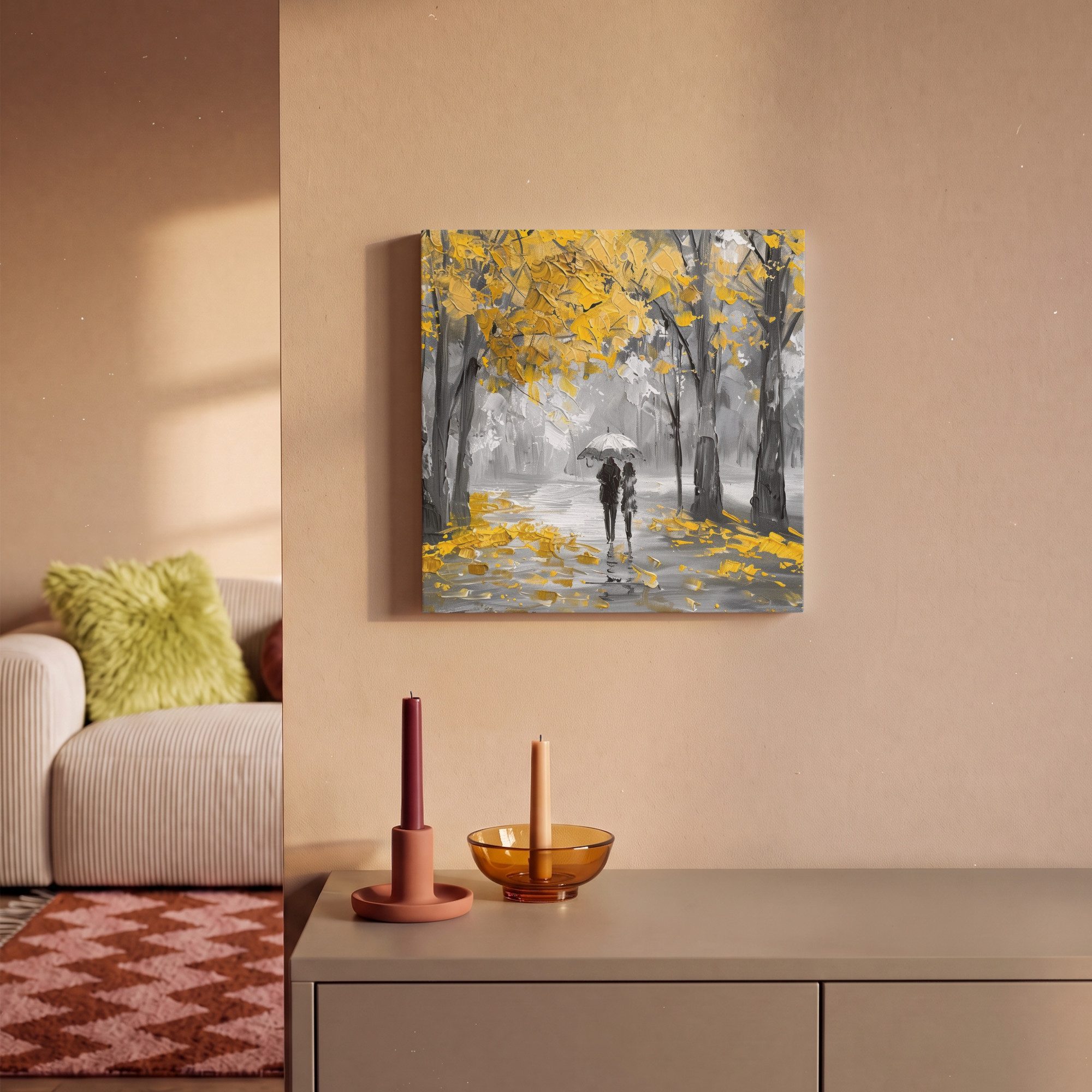 OneMillionCanvasses® Leinwandbild Natur - Gelb - Park - Schwarz - Weiß, Fotodruck (1 St), Leinwand Bilder Klein, Wand Dekoration Aesthetic 30x20 cm – Bild 2 von 5