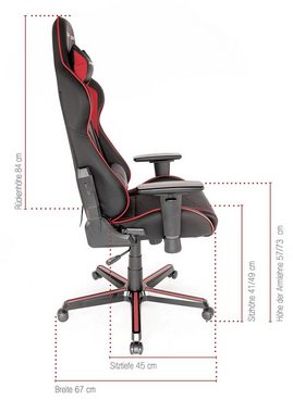 DXRacer Gaming Chair DXRacer F08 (Chefsessel in schwarz und rot), Wippfunktion, Armlehnen 3D verstellbar