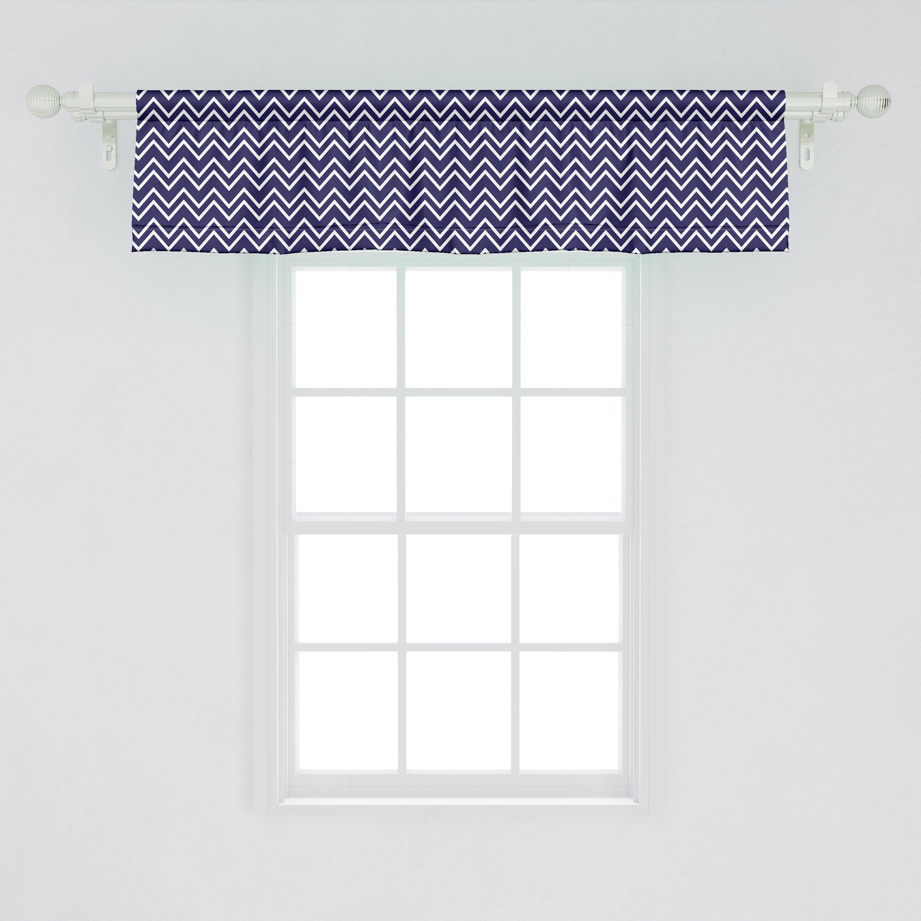 Scheibengardine Muster Ozean mit Schlafzimmer Küche Modern Zig Zag Dekor Stangentasche, Abakuhaus, Microfaser, Vorhang für Volant
