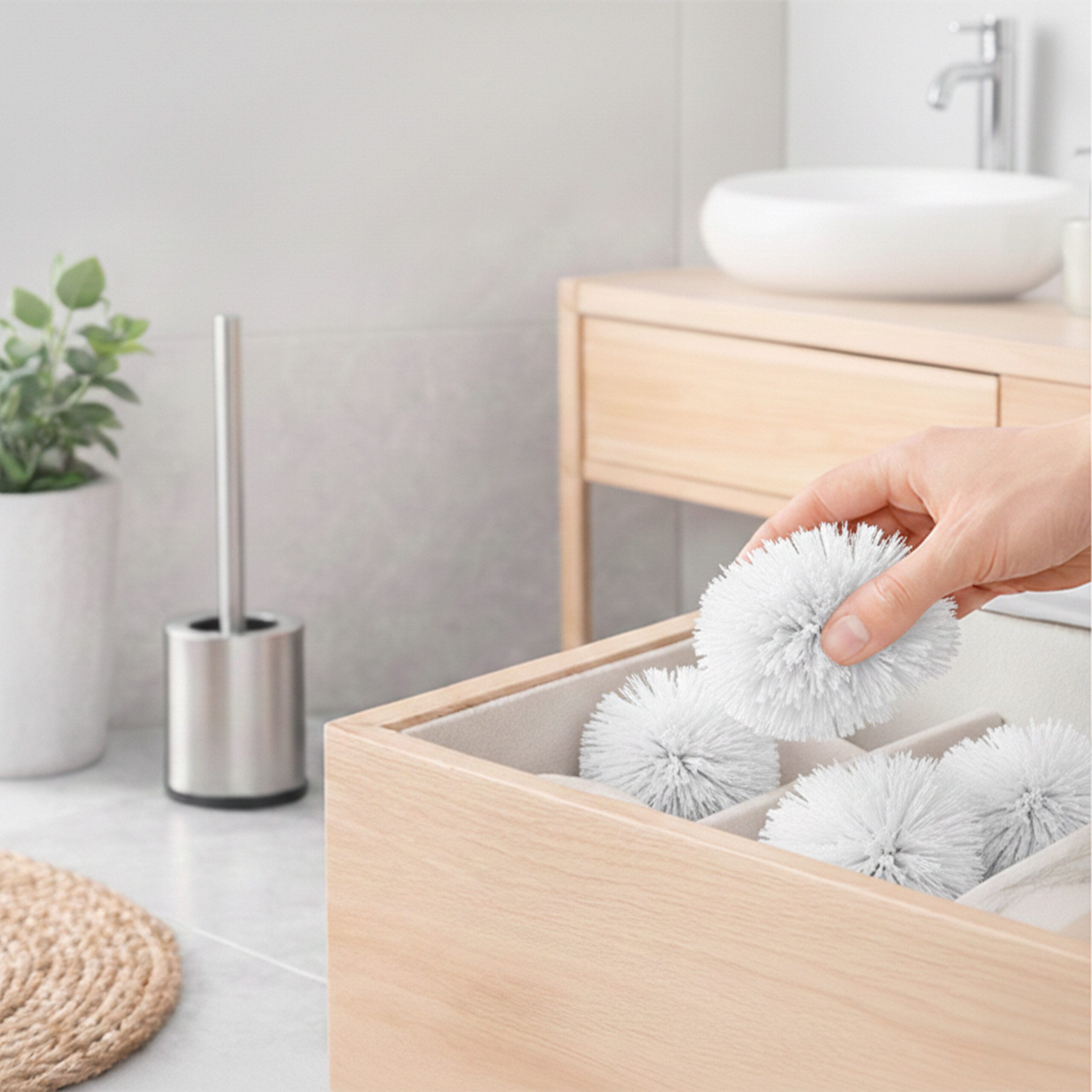 relaxdays WC-Reinigungsbürste WC Bürste mit 5 Bürstenköpfen D 8 cm, Hotels, Bad, Alle handelsüblichen WC-Garnituren, Öffentliche Bereiche, Büros, Gäste-WC, (6-t – Bild 5 von 5