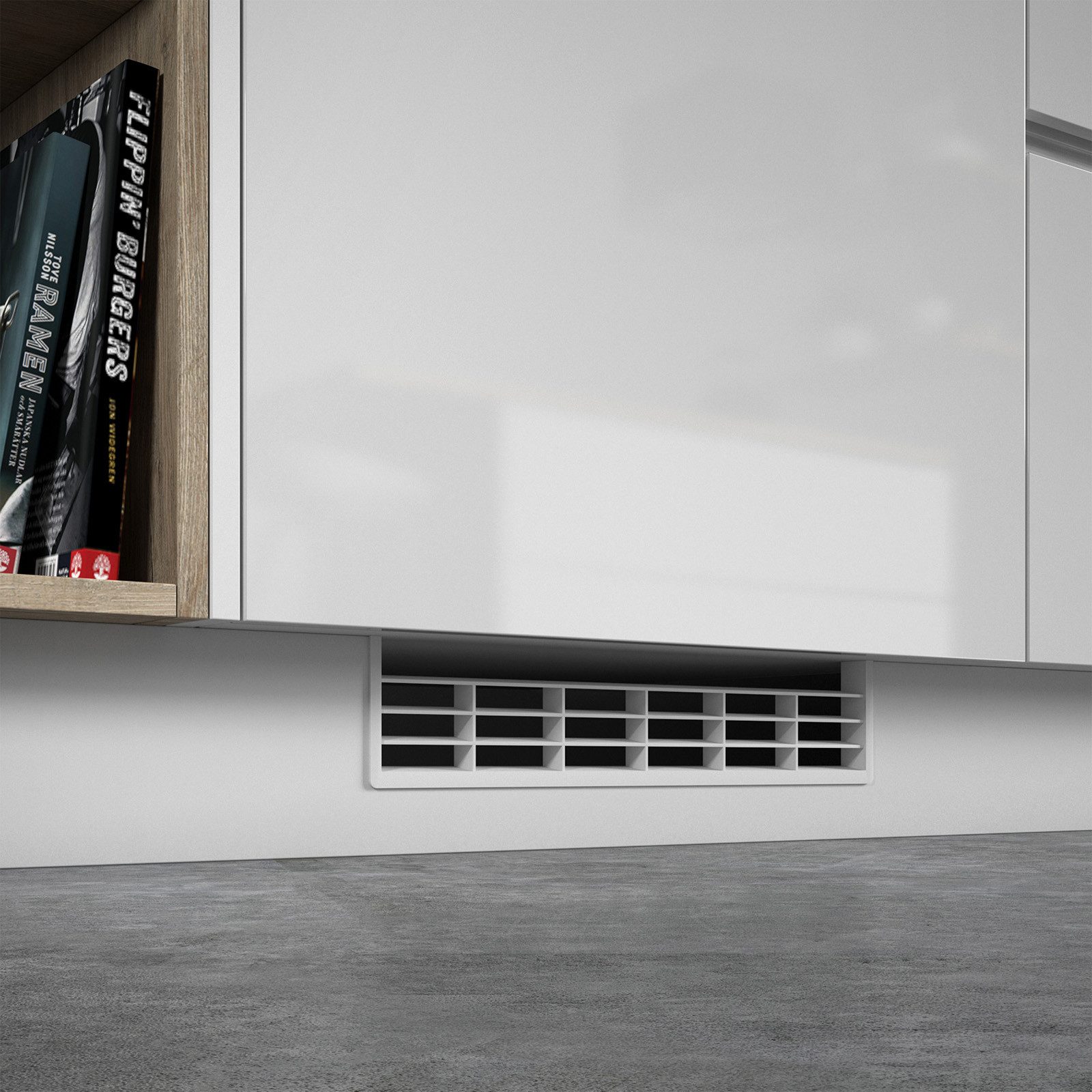 SO-TECH® Lüftungsgitter Abluftgitter für Sockelleisten 396 x 83 mm, Einlassmaß 384 x (1 St), weiß, Belüftungsgitter passend für Blendendicke 13, 16 und 1