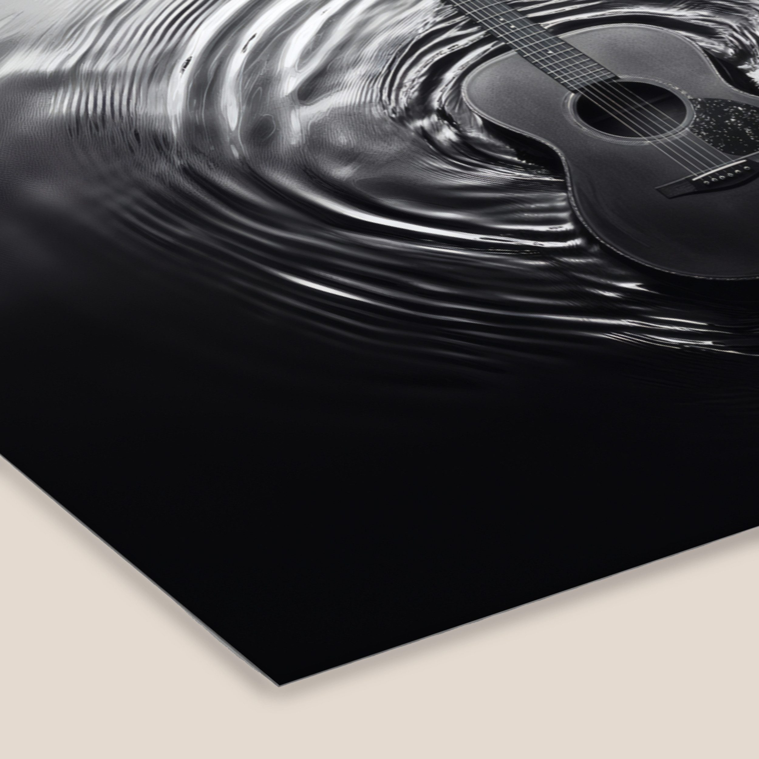 MuchoWow Poster Gitarre - Holz - Wasser, (1 St), Wandbilder, Deko Wohnzimmer Schlafzimmer, 30x20 cm