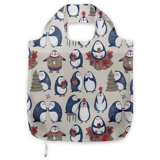 Abakuhaus Tragetasche “Praktische Einkaufstaschen Umweltfreundliche Wiederverwendbare”, Weihnachten Grunge Penguins Boxes