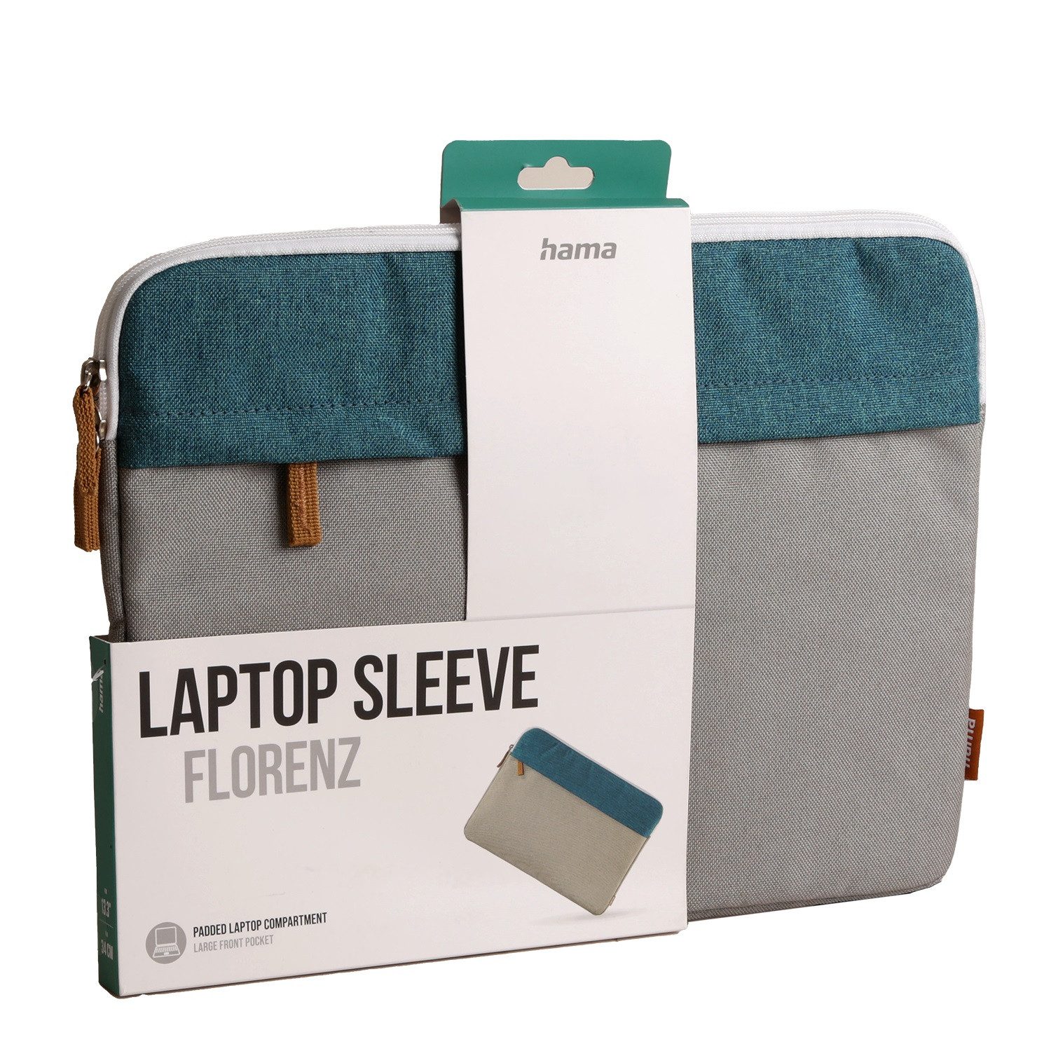 Hama Laptoptasche Notebook-Sleeve Florenz Laptop-Tasche Case Petrol (1x Notebook-Sleeve), Business Hülle Notebook-Fach 13,3" 13,5" 14" 14,2" 14,4" Zoll Laptop – Bild 5 von 5