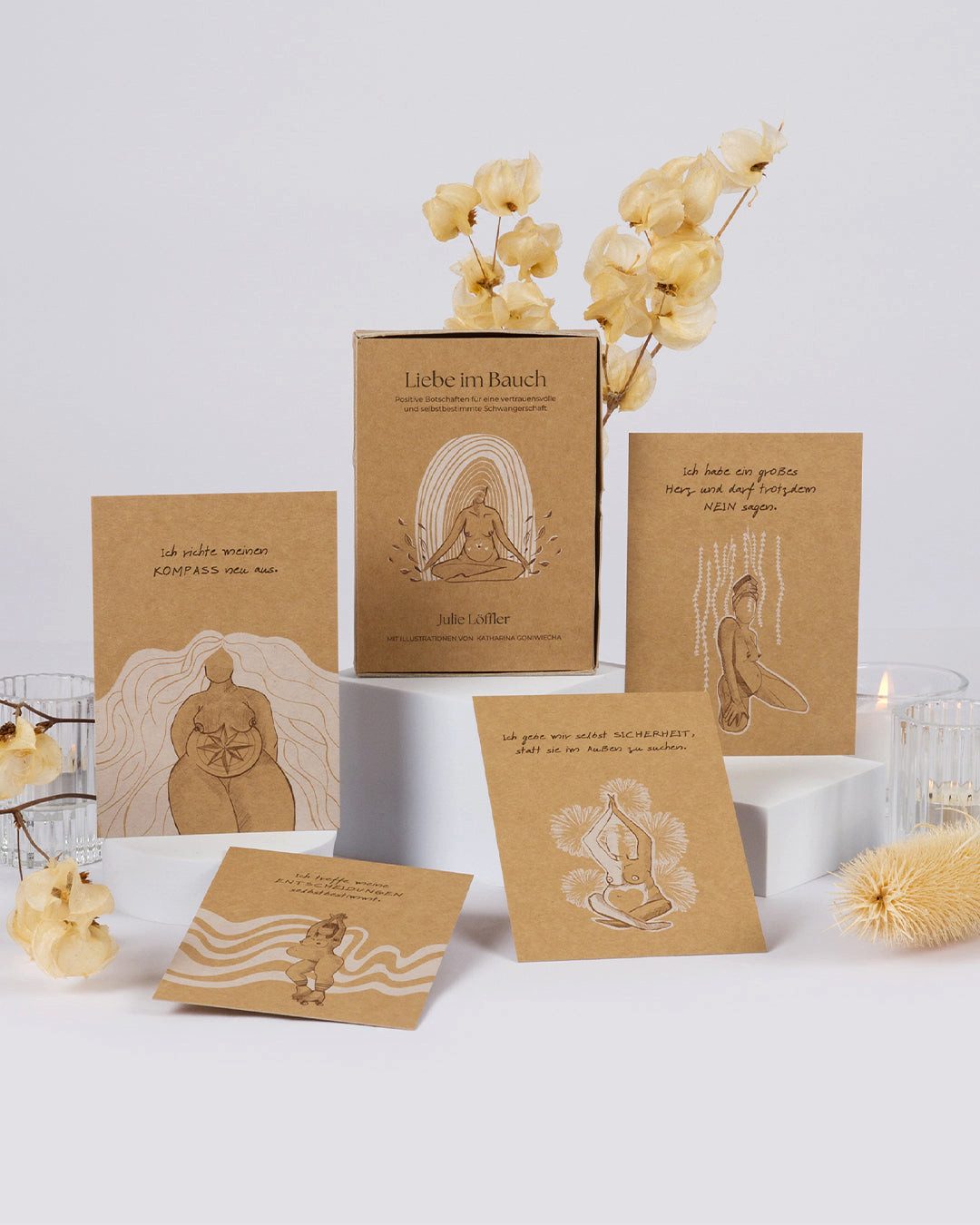 Oh Shanti Geschenkbox Sol & Pepper Schwangerschaft Affirmationskarten (Affirmationskarten Set), Kraftpapier