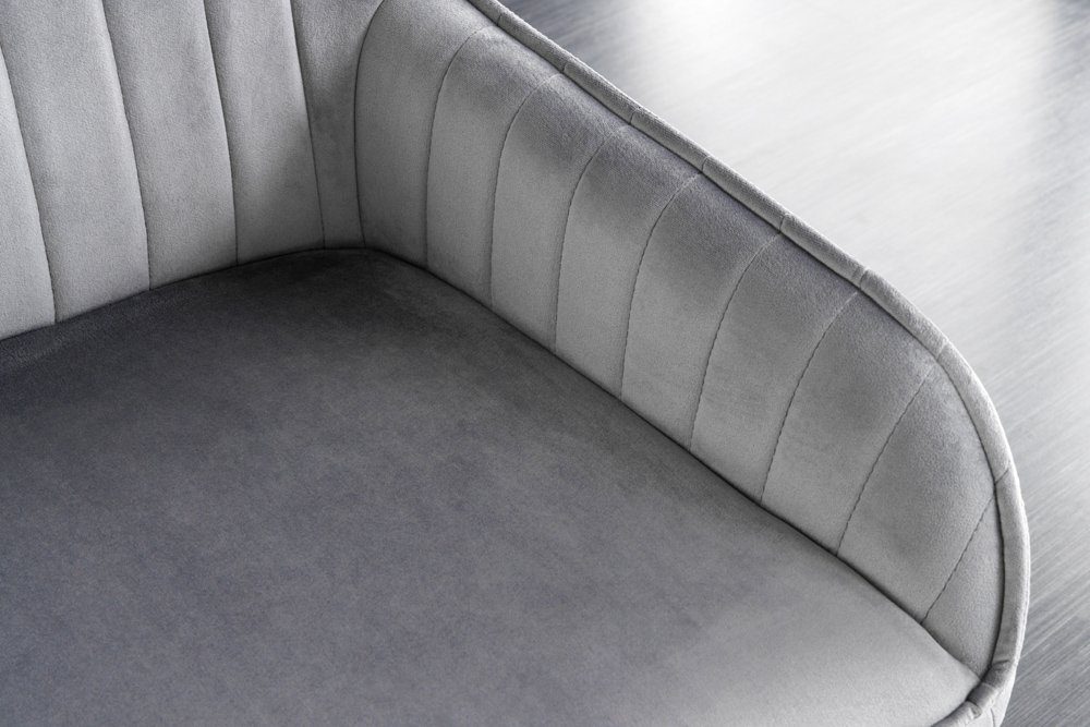 riess-ambiente Sitzbank TURIN 160cm silbergrau/schwarz – Samt, Metallbeine, mit Armlehne (Einzelartikel, 1-St), mit Ziersteppung & Sitzkomfort – ideal für Ess- oder Wohnzimmer