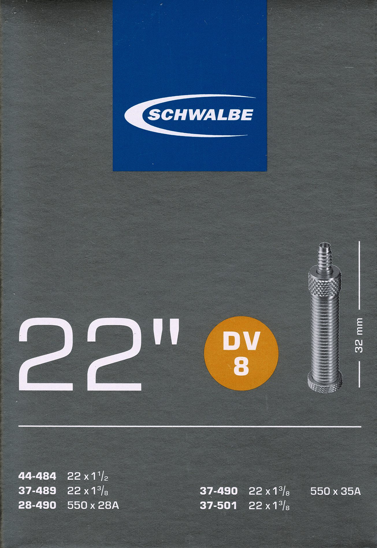 Fahrradschlauch Schwalbe DV 8 22 Zoll Schlauch Dunlop Ventil