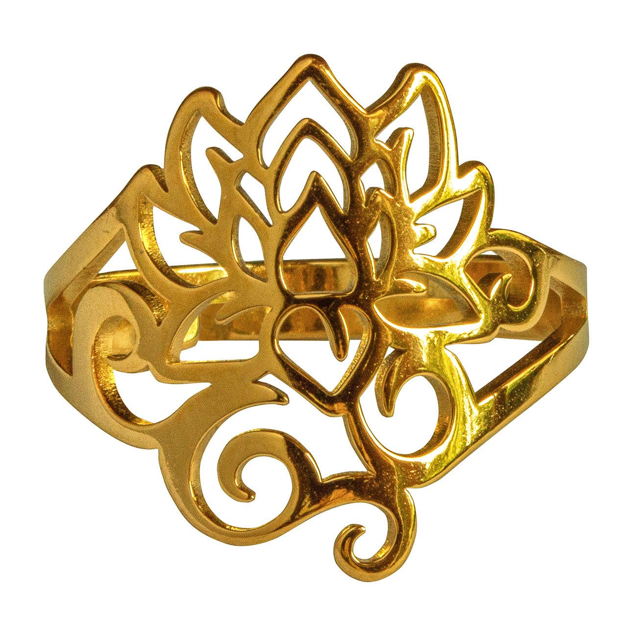 Fingerring Ring "Om Lotus" (2,5cm) Edelstahl vergoldet offen verstellbar