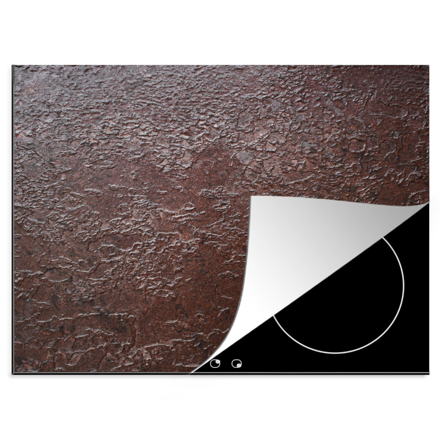 MuchoWow Herdblende-/Abdeckplatte Stahl - Abdeckplatte für Herd - Rost - Vintage - Induktionsschutz, Vinyl, (1 tlg), 60x52 cm, Mobile Arbeitsfläche nutzbar, Ceranfeldabdeckung