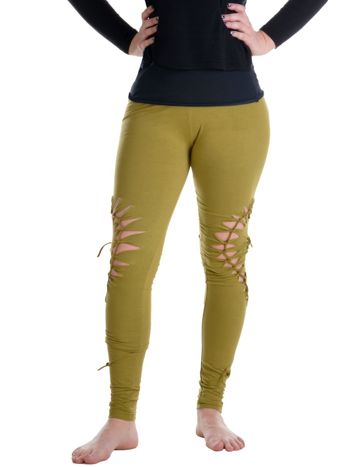 Vishes Leggings Geknüpfte Cutwork Leggings mit Spirale Goa, Ethno, Hippie Style