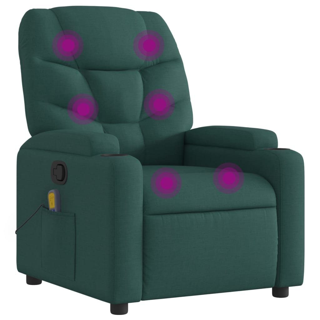 vidaXL Sessel Massage-Relaxsessel, dunkelgrüner Stoff (1-St)