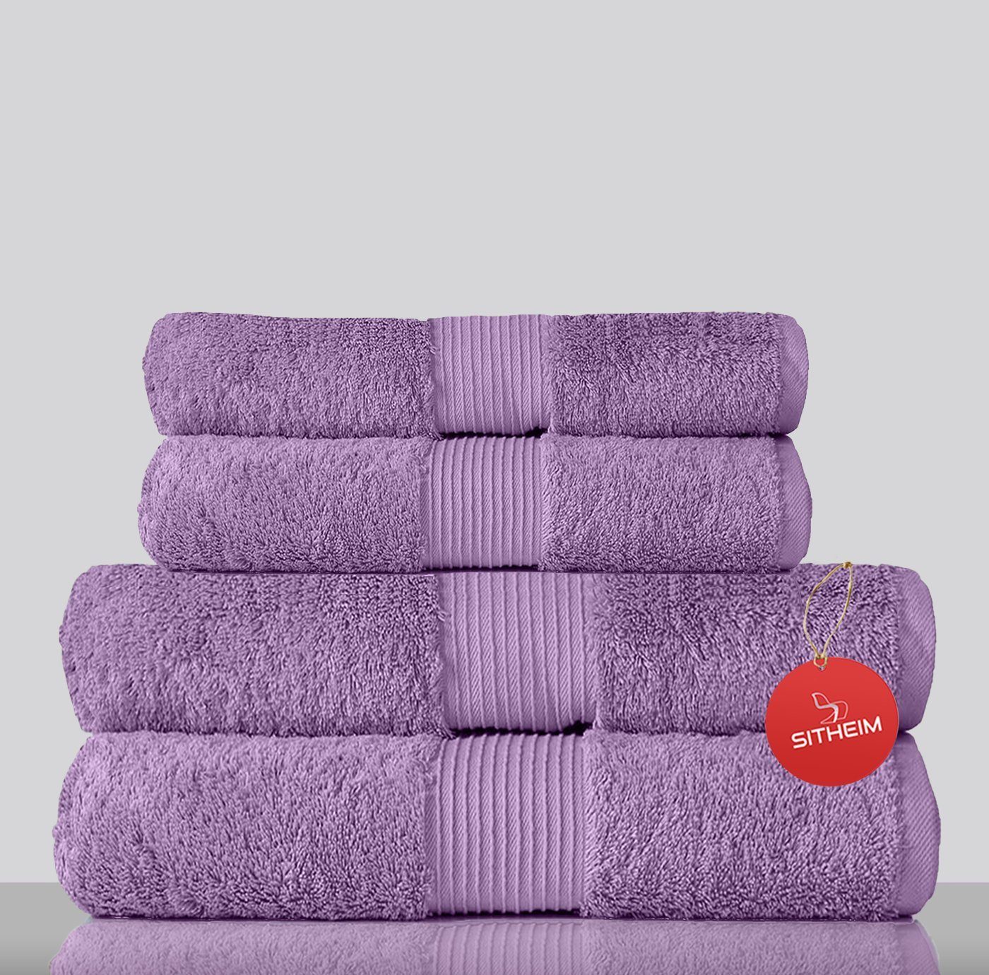 100% Sitheim-Europe ägyptischer Handtücher Handtuch premium GIZA ägyptische Baumwolle LINE Baumwolle, 4-tlg), Handtuchset, ägyptische Lavendel (Spar-Set, 4-teiliges 100% Baumwolle Set