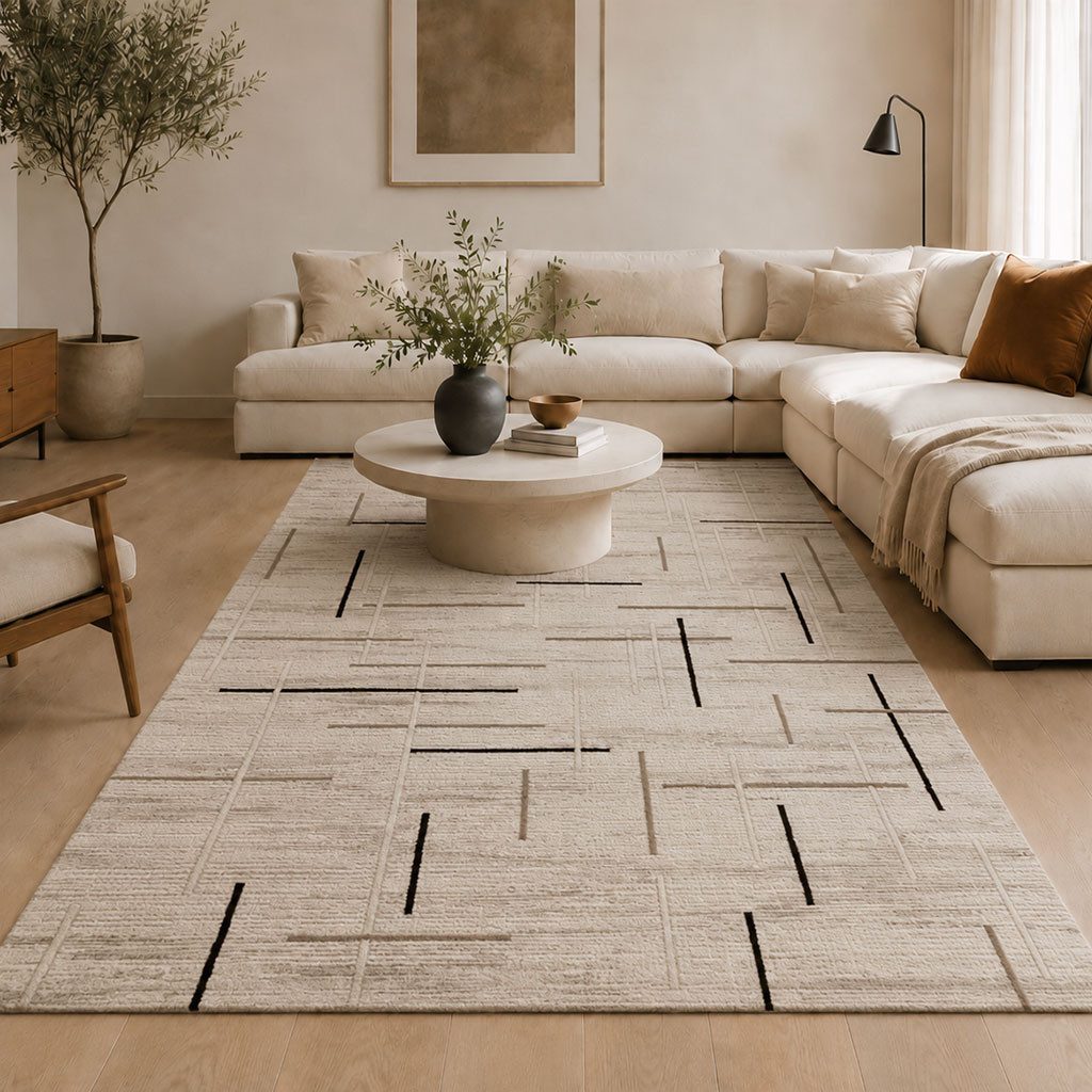 Vimoda Designteppich Boho Design Kurzflor Teppich 3D Hoch-Tief-Effekt, Rechteckig, Höhe: 12 mm, Teppich Wohnzimmer & Schlafzimmer