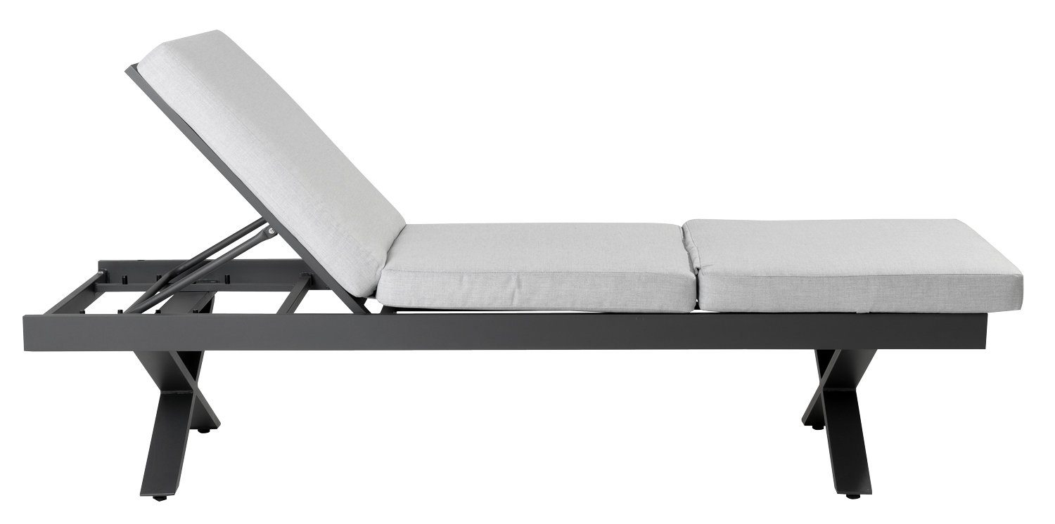 Grau, Kissen Anthrazit, Gartenbank RIEKE, cm, 198 mit B Outdoor verstellbar, Aluminium,