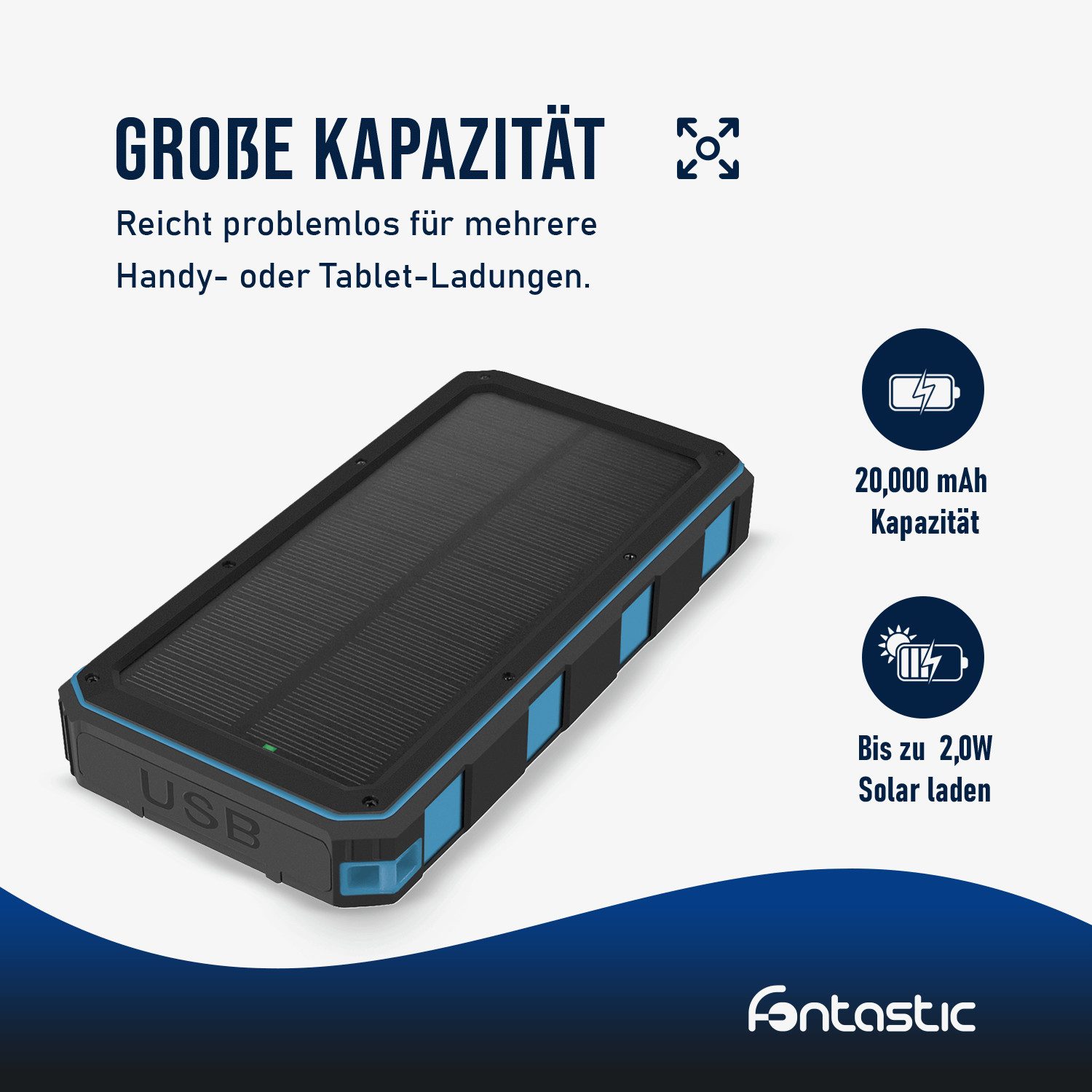 fontastic Xora 20Q Solar Powerbank 20000mAh mit Wireless Charging Solar Powerbank – Bild 5 von 5