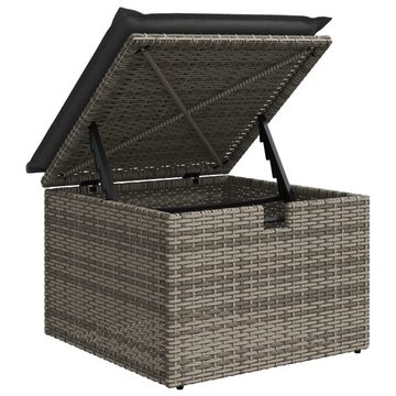 vidaXL Hocker Gartenhocker mit Kissen Grau 55x55x37 cm Poly Rattan