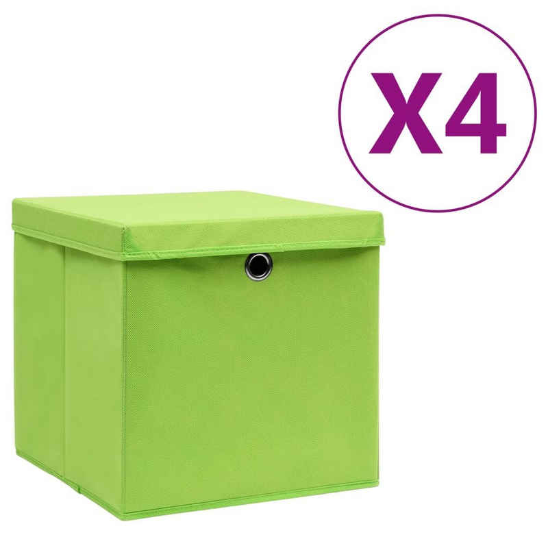vidaXL Aufbewahrungsbox Aufbewahrungsboxen mit Deckeln 4 Stk. 28x28x28 cm Grün (4 St)
