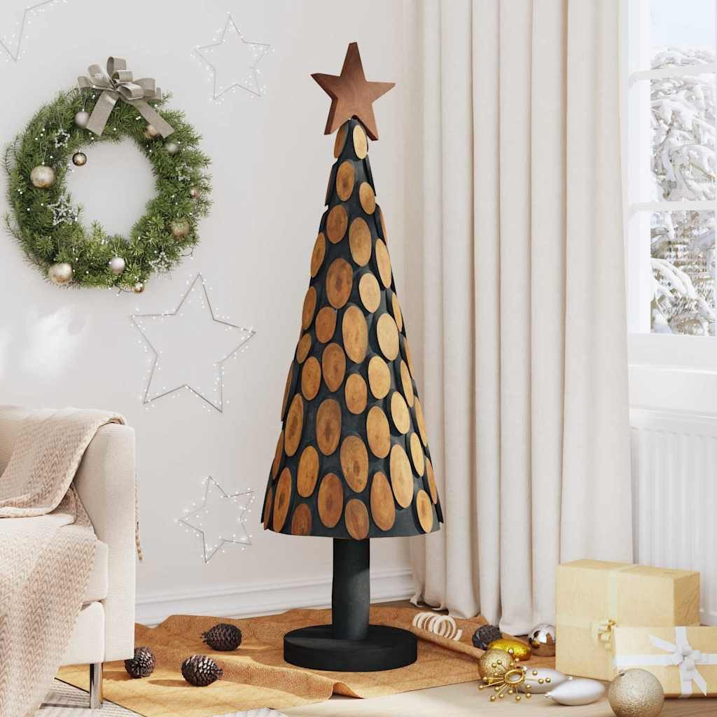 vidaXL Künstlicher Weihnachtsbaum Weihnachtsbaum mit Ständer Braun 149 cm Massivholz