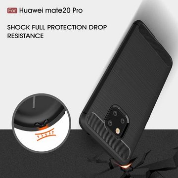 CoverKingz Handyhülle Huawei Mate 20 Pro Handy Hülle Cover Case Schutzhülle Carbon farben, Carbon Look Brushed Design