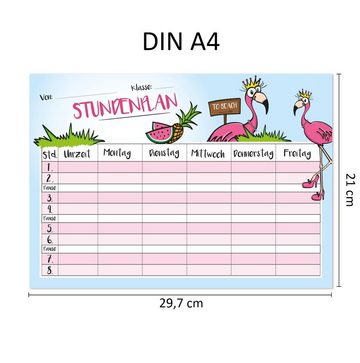 younikat Schülerkalender Selbstklebender Flamingo-Stundenplan inkl. Stift, Wiederbeschreibbar