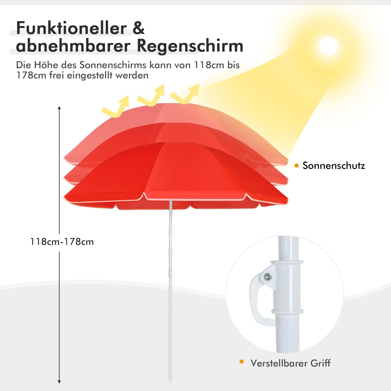 COSTWAY Campingstuhl, mit Sonnenschirm, Getränkehalter & günstig online kaufen