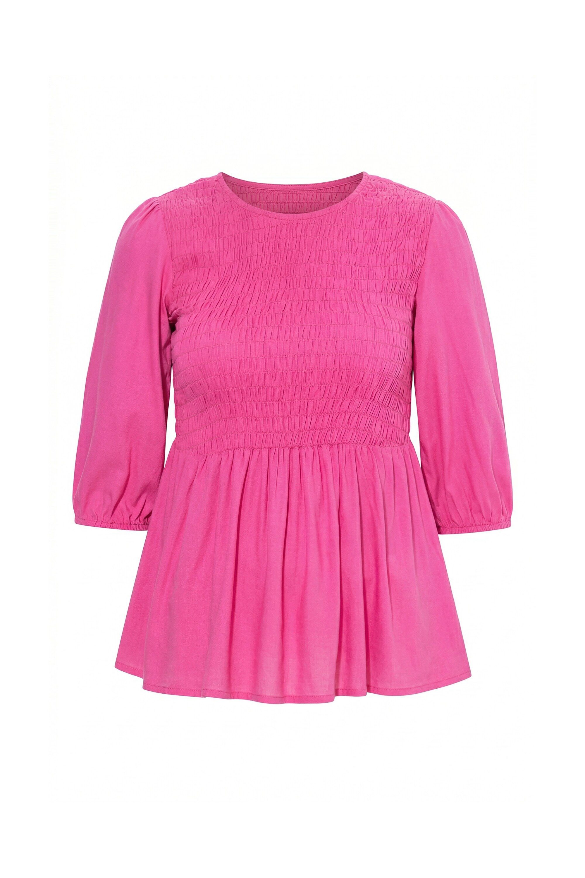 Angel of Style Longbluse Bluse A-Linie Smok-Büste 3/4-Ärmel Volant