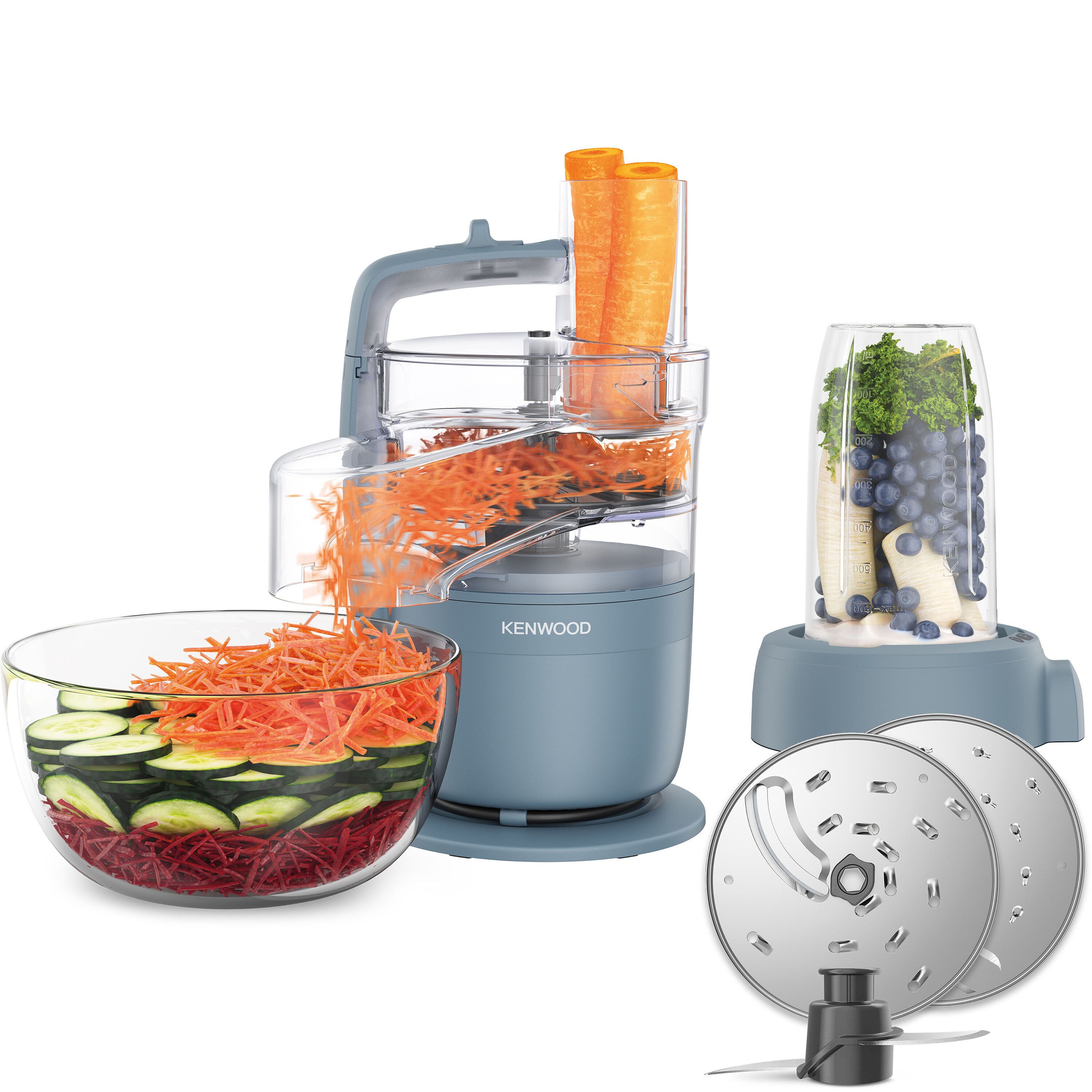 KENWOOD Küchenmaschine FDP23.380GY - Multipro Go, Express-Serve, 1,3 l Behälter, 900W, Blau, 900 W, 1,3 l Schüssel, Für Smoothies, zum Schneiden, Reiben, Pürier – Bild 2 von 5