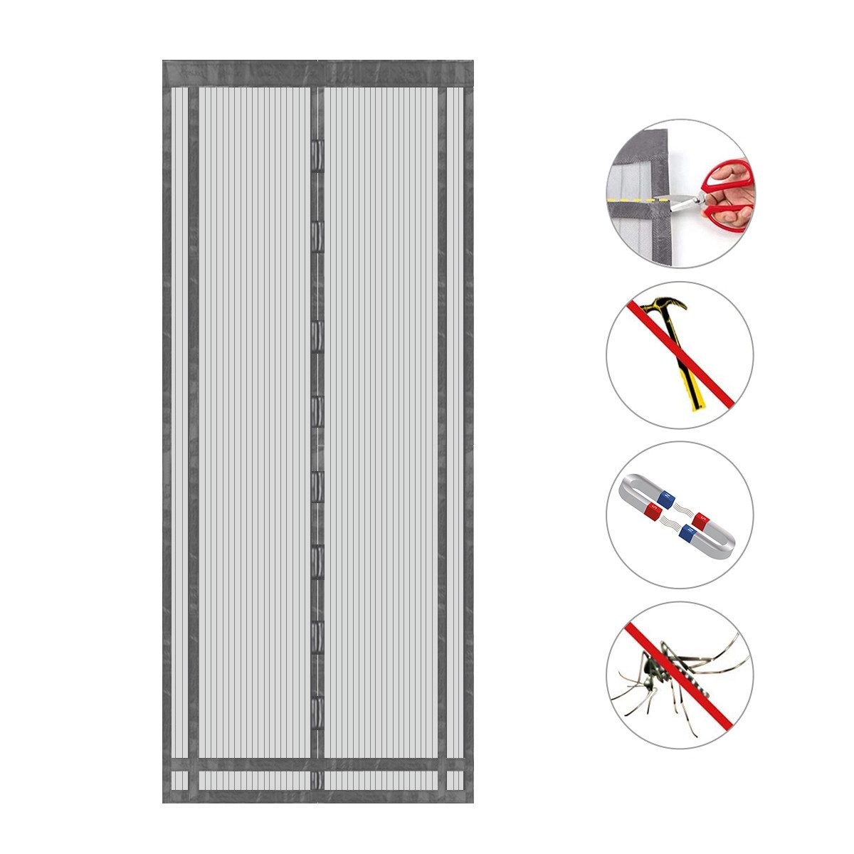 Sekey Insektenschutz-Tür Magnet Fliegengitter Tür Zuschneidbar, Türvorhang ohne Bohren