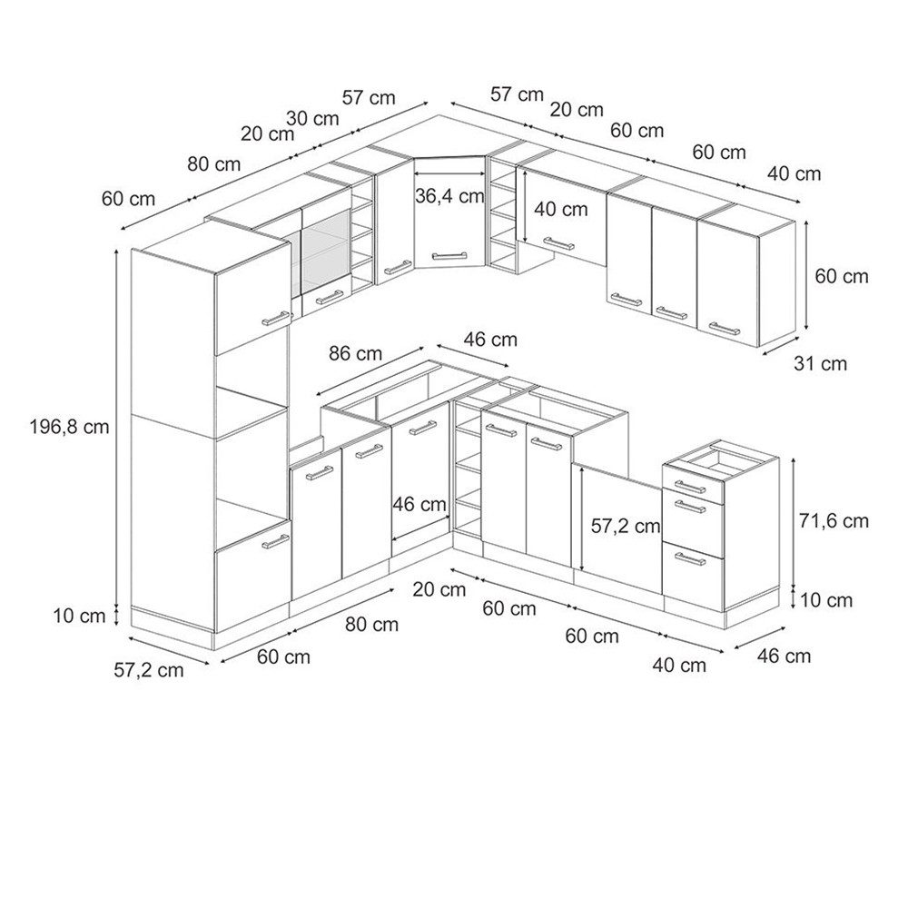 Vicco Winkelküche R-Line, Sonoma/Goldkraft Eiche, 237 günstig online kaufen