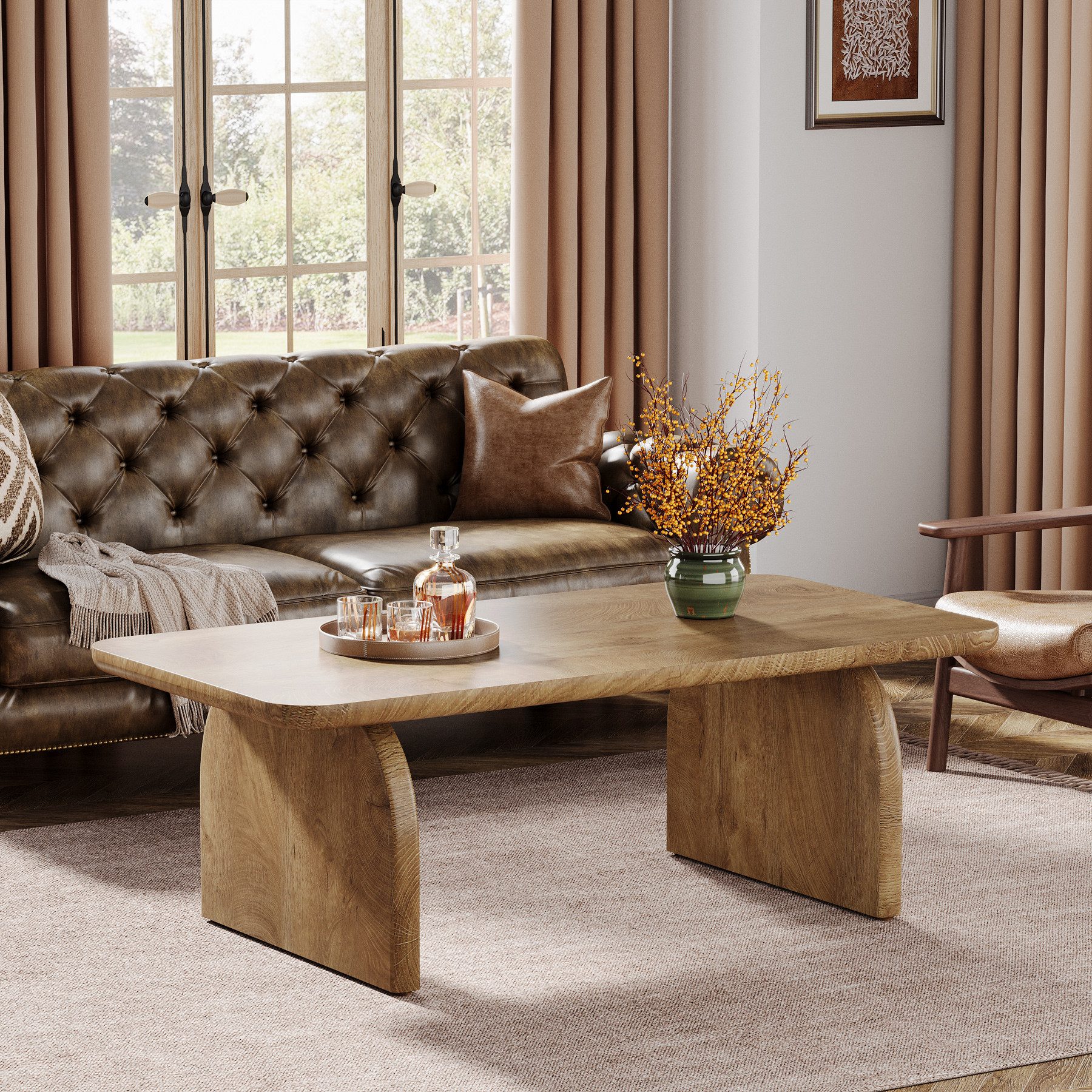 Tribesigns Couchtisch 120 cm Beistelltisch, Wohnzimmertisch, Sofatisch mit stabilem Fuß