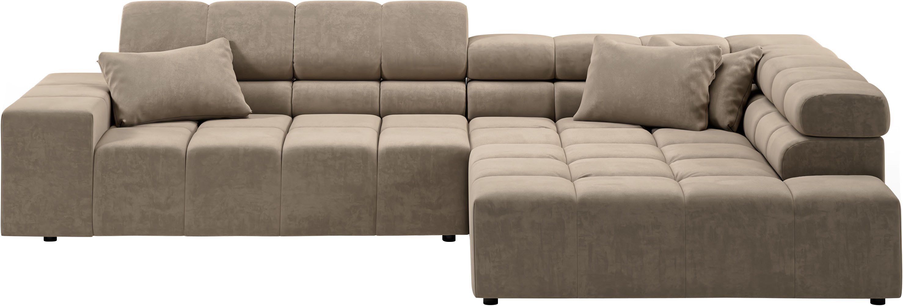 Home affaire Ecksofa Ancona, Ecksofa, incl. Kopfteilverstellung, Breite 319 cm, L-Form, wahlweise motorische Sitztiefenverstellung, auch in Cord + Easy Care
