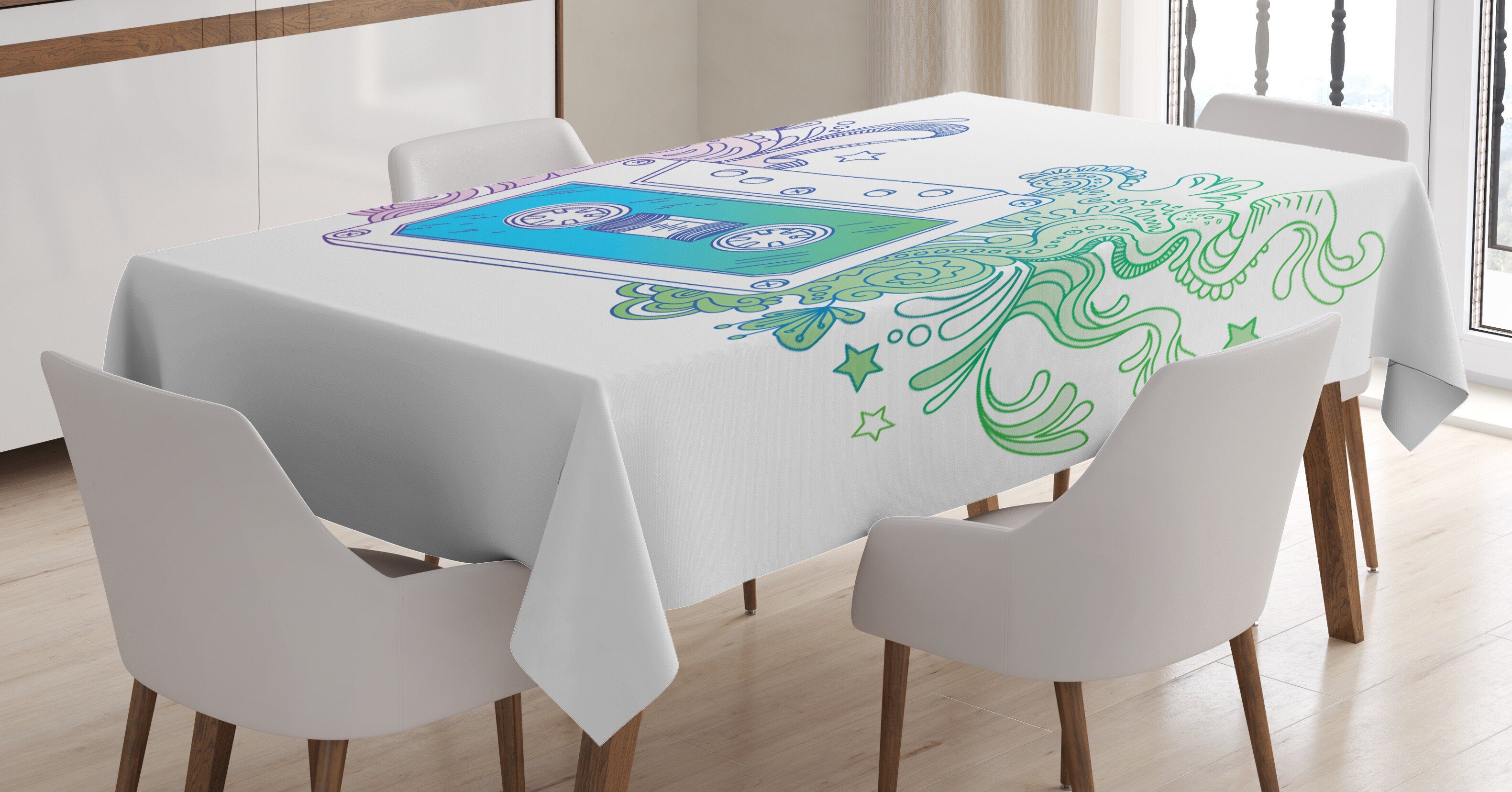 Abakuhaus Tischdecke Farbfest Waschbar Für den Außen Bereich geeignet Klare Farben, Gekritzel Audio-Kassette | Tischdecken
