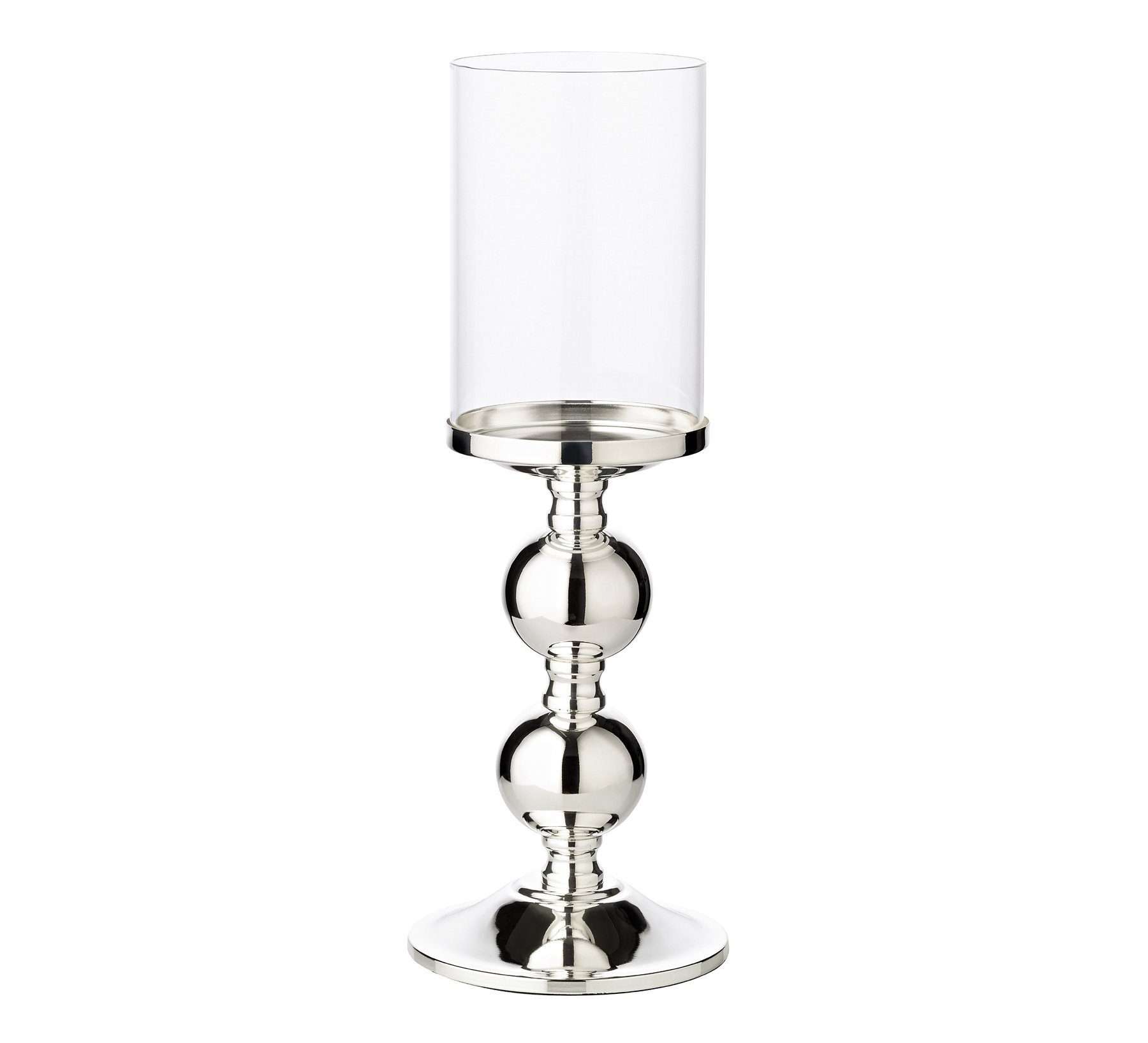 EDZARD Windlicht Bamboo, Edel versilbert, anlaufgeschützt, inkl. Glas, Ø 13 c, H 35,5 cm