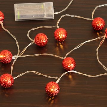MARELIDA LED-Lichterkette LED Dekolichterkette 10 orientalische Metallkugeln Bälle 2,5cm rot, 10-flammig
