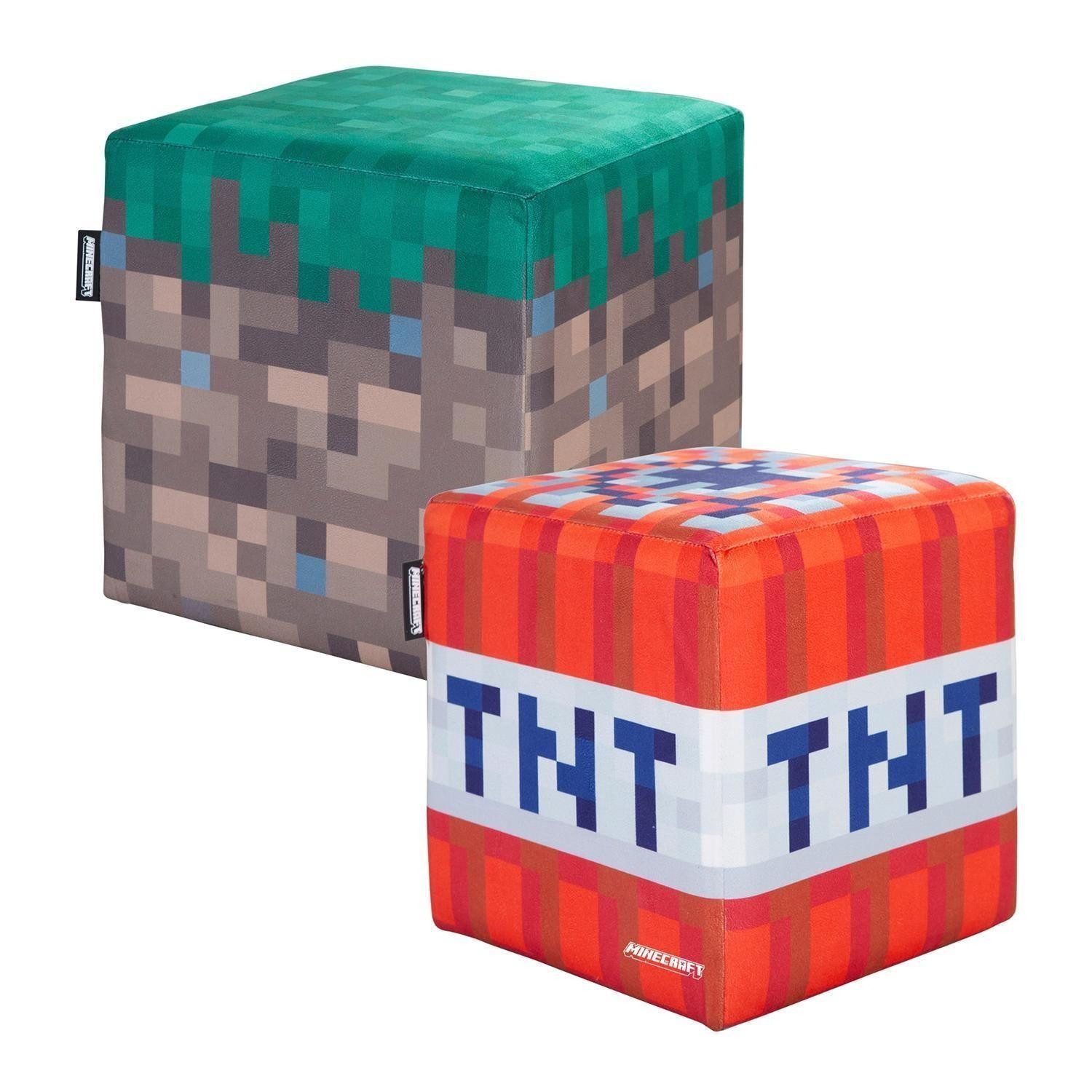 Kinderhocker 2er Set MINECRAFT, Mehrfarbig, Samt, B 35 x H 35 x T 35 cm