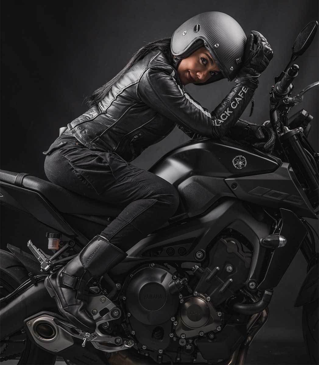 Black-Cafe London Motorradjacke Toronto Damen Motorrad Lederjacke perforiert,herausnehmbares Innenfutter – Bild 4 von 4