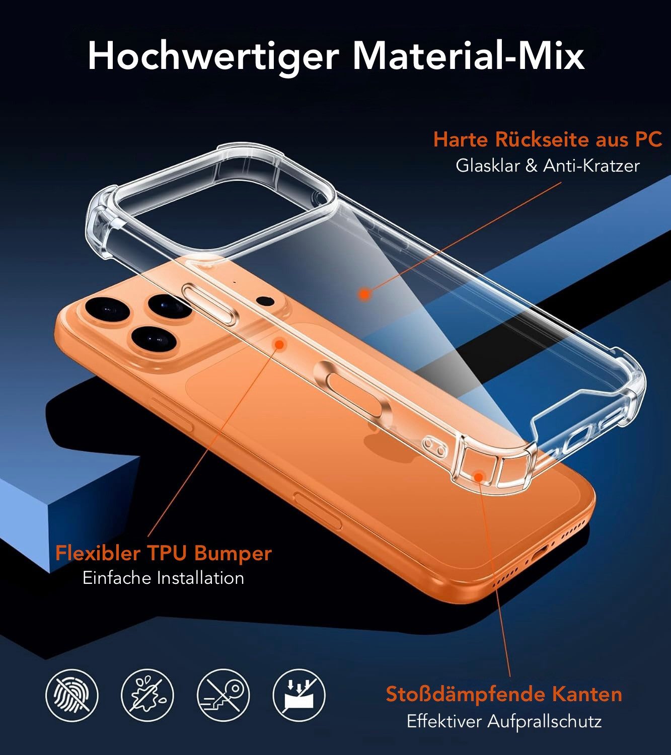 AVANA Handyhülle für iPhone 17 / Pro / Air / Pro Max Hülle Schutzhülle Klar Bumper, Case, Cover, Durchsichtig, Transparent