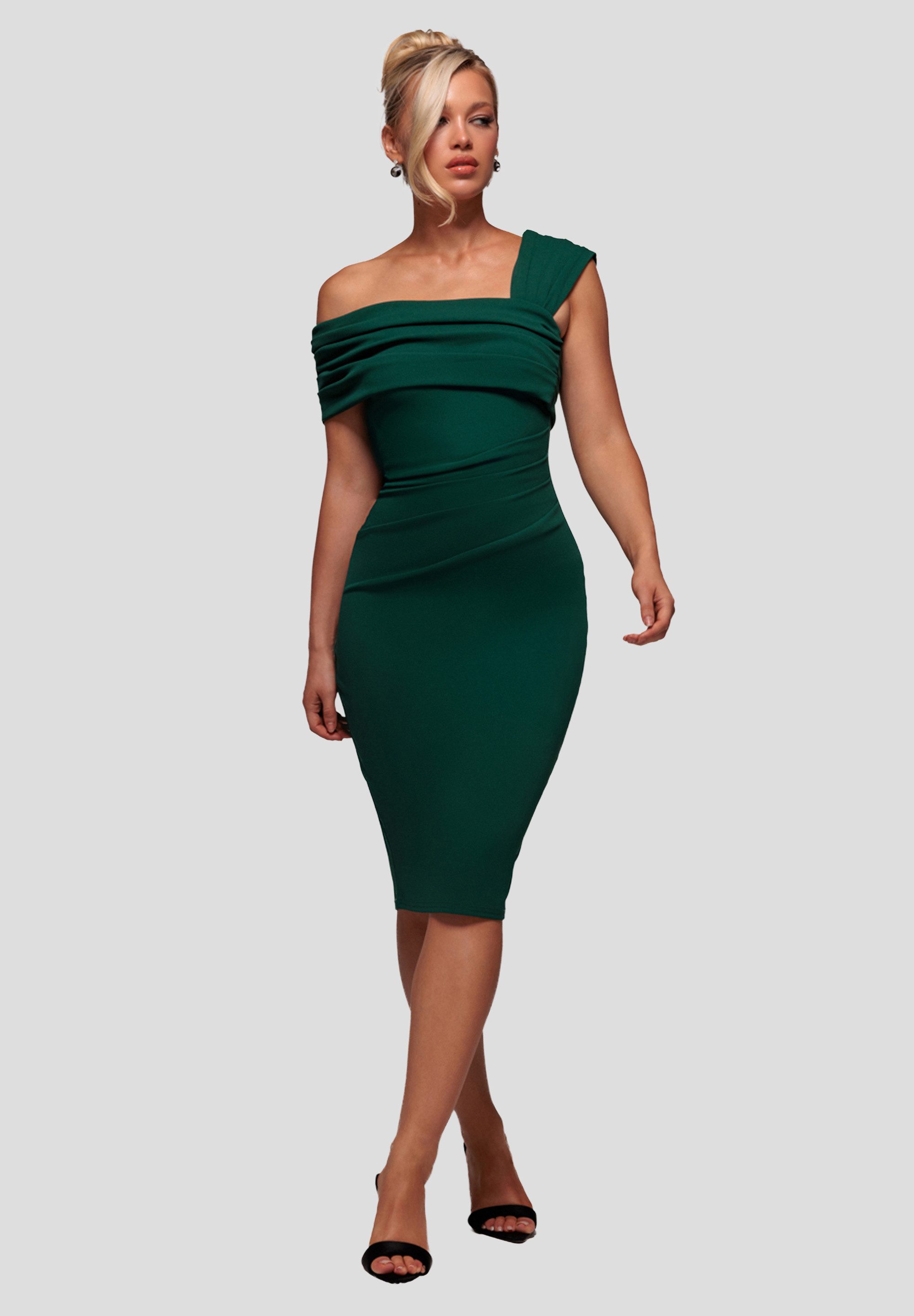 Goddiva Midikleid Scuba Crepe Pleated Drop günstig online kaufen